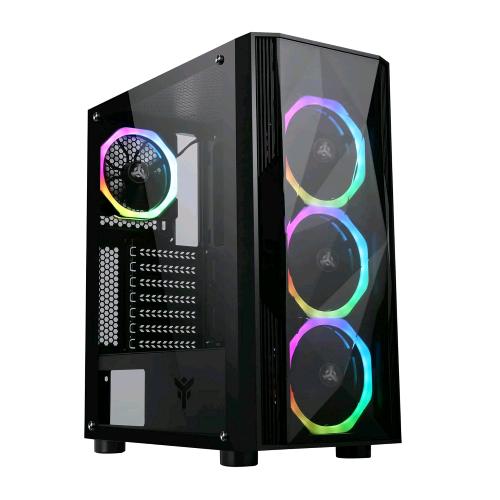 ITEK SHAKE EVO CASE MIDDLE TOWER GAMING PANNELLO LATERALE IN VETRO TEMPERATO 2xUSB 3.0 4x12CM VENTOLE ARGB BLACK