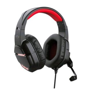 TRUST GXT448 NIXXO ILLUMINATED CUFFIE DA GAMING CON MICROFONO RIPIEGABILE E ARCHETTO REGOLABILE JACK 3.5 MM/USB ILLUMINAZIONE LED COMANDI SUL CAVO NERO ROSSO