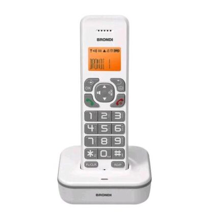BRONDI BRAVO STAR CORDLESS DECT TASTI GRANDI VIVAVOCE IDENTIFICATORE DI CHIAMATE BIANCO/GRIGIO