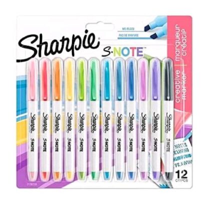 SHARPIE S NOTE PENNARELLO PUNTA A SCALPELLO FLESSIBILE COLORI ASSORTITI CONF 12 Pz.
