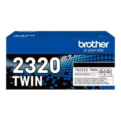 BROTHER TN2320 TWIN MULTIPACK CONF 2 Pz.TN2320 TONER NERO PER BROTHER DCP-L2500, L2520, L2560, HL-L2300, L2340, L2360, L2365, MFC-L2700, L2720, L2740