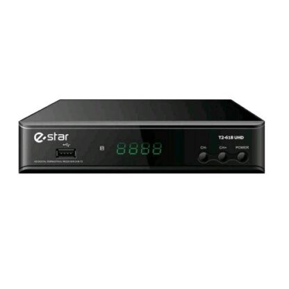 ESTAR T2-618 DECODER DIGITALE TERESTRE DVBT-2 RJ45 USB 2.0 HEVC MAIN 10 HD NERO