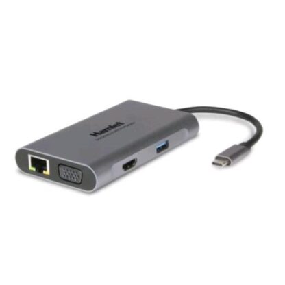 HAMLET DOCKING STATION USB-C POWER DELIVERY 85W 3xUSB 3.0 HDMI VGA LAN GREY