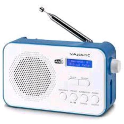 MAJESTIC RT-195 DAB RADIO PORTATILE DAB/DAB+/FM BATTERIA RICARICABILE BLUETOOTH AUX-IN SVEGLIA CON DUE ALLARMI E TRE SUONERIE BLACK WHITE