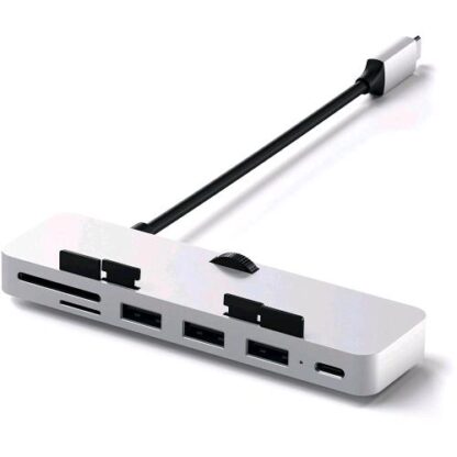 SATECHI ST-TCIMHS PRO HUB 3 PORTE USB 3.0 TYPE-C LETTORE SCHEDE SD/MICRO SD CON MORSETTI PER ATTACCO iMAC IN ALLUMINIO ARGENTO