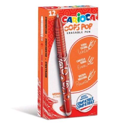 CARIOCA OOPS POP PENNA A SFERA CANCELLABILE 0.7 mm INCHIOSTRO ROSSO CONF 12 Pz.