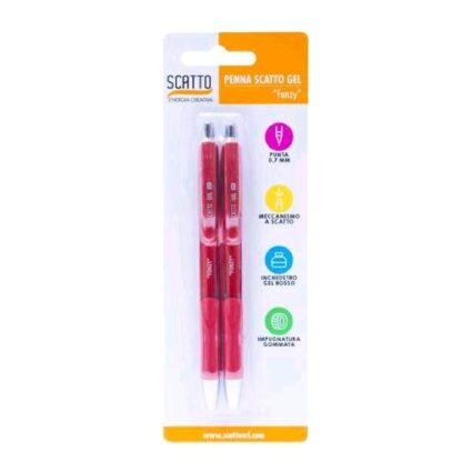 SCATTO PENNA A SFERA A SCATTO PUNTA 0.7 mm INCHIOSTRO GEL ROSSO CONF 2 Pz.