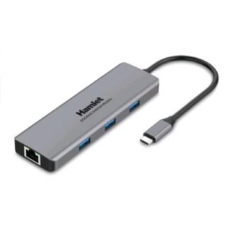 HAMLET HDKC-PD200U DOCKING STATION USB-C POWER DELIVERY 85W 4XUSB 3.0 1xUSB-C 1xHDMI LAN 10/100/1000 MBPS USCITA AUDIOJACK 3,5 MM GREY
