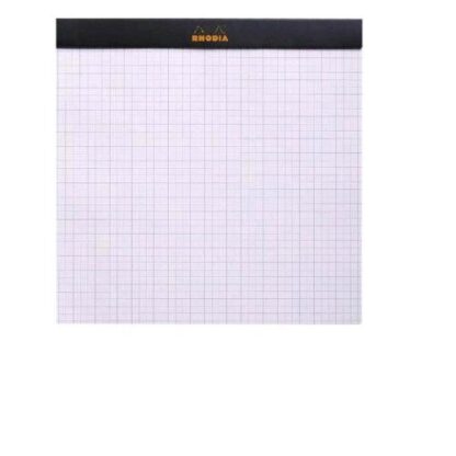 RHODIA LECARRE BLOCCO PUNTO METALLICO 80 FOGLI A QUADRETTI 5M 21X21 CM NERO