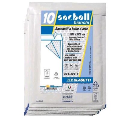 BLASETTI SACBOLL BUSTE A SACCO IMBOTITE 20X32 CM BIANCO CONF 10 Pz.