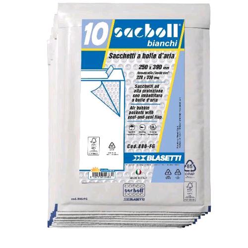 BLASETTI SACBOLL BUSTE A SACCO IMBOTITE 25X39 CM BIANCO CONF 10 Pz.