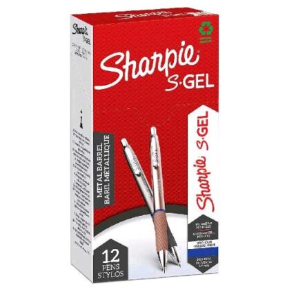 SHARPIE S GEL PENNA ROLLER PUNTA 0.7mm FUSTO ACCIAIO E ORO ROSA INCHIOSTRO BLU CONF 12 Pz.