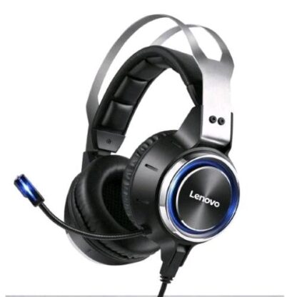 LENOVO HS25 CUFFIA GAMING CON MICROFONO AUDIO 7.1 ARCHETTO REGOLABILE USB ADATTO PER PS4 PS5 PC NERO ARGENTO