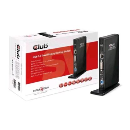 CLUB3D DOKING STATION USB-A 3.1 DUALDISPLAY 1200P 4xUSB 2.0 1XRJ45 ETHERNET DVI-I HDMI USB TYPE-B DC 5V INPUT 1XUSB 3.0 USB 3.0 BC QUICK CHARGE 3.5MM AUDIO JACK