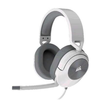 CORSAIR HS55 SURROUND CUFFIE GAMING CON MICROFONO OMNIDIREZIONALE AUDIO SURROUND DOLBY AUDIO 7.1 JACK 3.5 COMPATIBILE PC XBOX PS4 MOBILE BIANCO GRIGIO