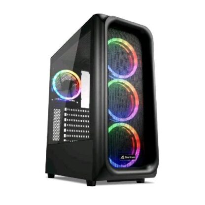 SHARKOON TK5M RGB CASE ATX CON PANNELLO LATERALE IN VETRO TEMPERATO 2xUSB 3.0 1XUSB TYPE-C 4xVENTOLE LED RGB PREINSTALLATE 120MM BLACK