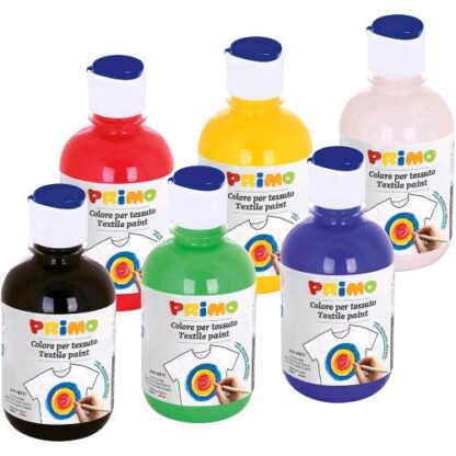 PRIMO TEMPERE X TESSUTO IN BOTTIGLIE DA 300ML COLORI ASSORTITI CONF 6 Pz.