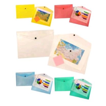 BEAUTONE BUSTE PLAST BUSTE CON BOTTONE IN PP 237X335 mm COLORI ASSORTITI CONF 12 Pz.