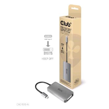 CLUB3D ADATTATORE USB TYPE-C TO DVI-D DUAL LINK SUPPORTA RISOLUZIONE 4K 30HZ HDCP OFF GRIGIO