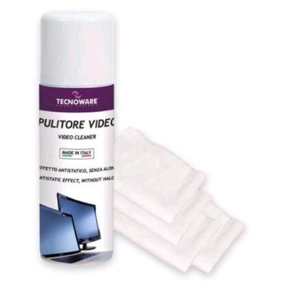TECNOWARE KIT PULIZIA SPRAY PER MONITOR O TV 200ml + 10 PANNI
