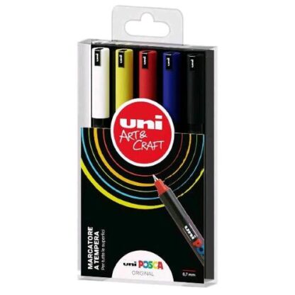OSAMA POSCAPEN PENNARELLO PERMANETE PUNTA AD AGO 0.7 mm COLORI ASSORTITI CONF 5 Pz.