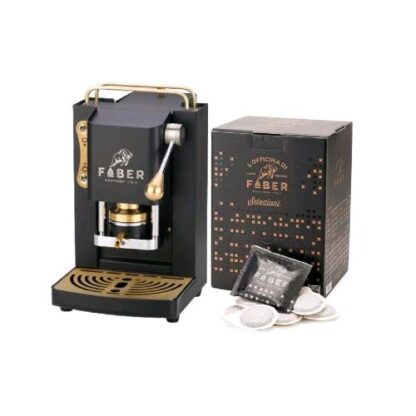 FABER PRO MINI DELUXE MACCHINA DA CAFFE' CIALDE 44MM 500W 15 BAR 1.3LT +50 CIALDE MAT BLACK OTTONE