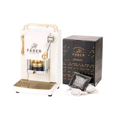 FABER PRO MINI DELUXE MACCHINA DA CAFF? CIALDE 44MM 500W 15 BAR 1.3LT + 50 CIALDE PURE WHITE OTTONE