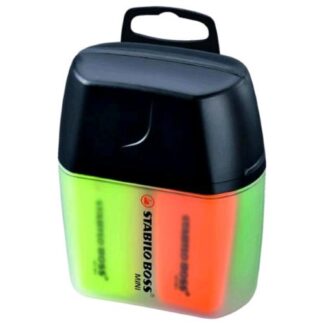 STABILO BOSS MINI EVIDENZIATORE PUNTA A SCALPELLO 2/5 mm COLORI ASSORTITI BOX IN PLASTICA COF 4 Pz.