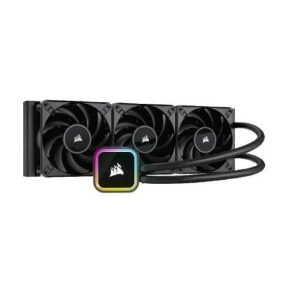 CORSAIR ICUE H150I RGB ELITE DISSIPATORE A LIQUIDO PER CPU 16 LED RGB DINAMICI VENTOLE AF ELITE SERIES FDB DA 120 MM RADIATORE DA 360 MM SOCKET LGA 1700 1200 115X 2066 2011 E AM5 AM4 sTRX4 sTR4 NERO