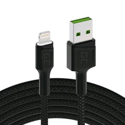 GREEN CELL RAY LED CAVO USB-A A LIGHTNING FAST CHARGING 2 MT BLACK