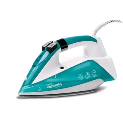 POLTI VAPORELLA QUICK & SLIDE QS210 FERRO A VAPORE 2.400W SERBATOIO 350ML DISPLAY DIGITALE 4 LIVELLI DI TEMPERATURA PIASTRA PRO-STEAM 485 FORI SELF CLEAN VERDE BIANCO