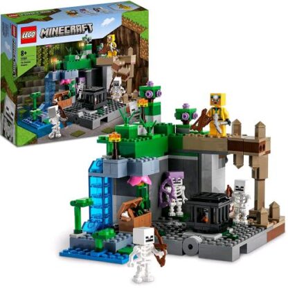 LEGO MINECRAFT LE SEGRETE DELLO SCHELETRO CON PERSONAGGIO DELLO SPELEOLOGO 3 FIGURE DI SCHELETRI E ACCESSORI