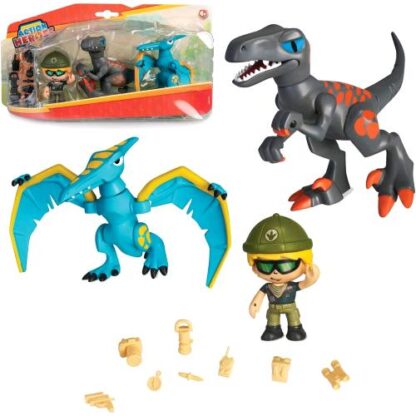 FAMOSA PINYPON ACTION DINO PACK PLAYSET CON 2 DINOSAURI E 1 PERSONAGGIO