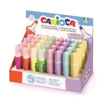 CARIOCA ESPOSITORE EVIDENZIATORI PUNTA A SCALPELLO 5 mm COLORI ASSORTITI CONF 32 Pz.