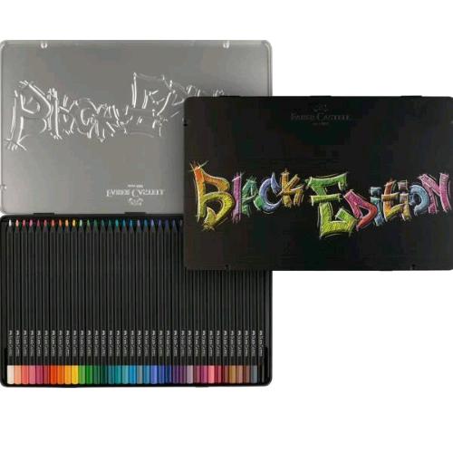 FABER CASTELL BLACK EDITION PASTELLI ASTUCCIO IN METALLO COLORI ASSORTITI CONF 36 Pz.
