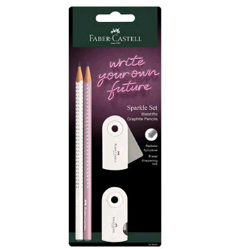 FABER CASTELL SET CON 2 MATITE SPARKLE GRADAZIONE B 1 GOMMA SLEEVE 1 TEMPERAMATITE SLEEVE