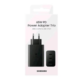 SAMSUNG EP-T6530 CARICABATTERIE TRE PORTE SUPER FAST CHARGING TRIO 65W NERO 2XUSB-C 1XUSB-A BLACK