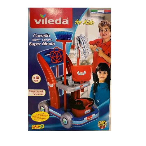 GRANDI GIOCHI VILEDA MAXI CARRELO PULIZIE CON MOCIO SCOPA PALETTA SECCHIO BATTIPANNI E ACCESSORI
