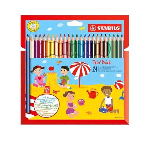 STABILO TRIO THICK PASTELLO COLORI ASSORTITI SCATOLA IN CARTONE CONF 24 Pz.