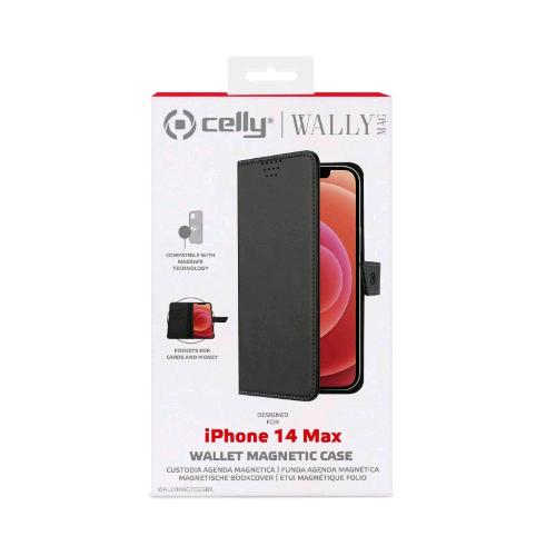 CELLY WALLYMAG IPHONE 14 PLUS CUSTODIA A PORTAFOGLIO ECOPELLE BLACK