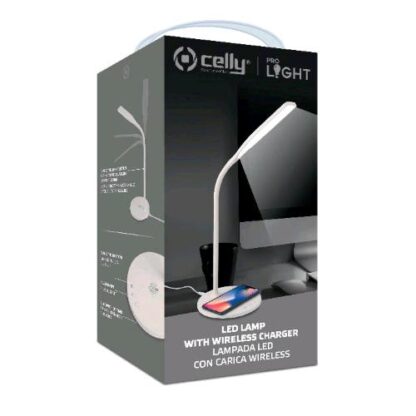 CELLY LAMPADA LED CON CARICATORE WIRELESS 10W 3 LIVELLI DI LUCE CALDA FREDDA E NEUTRA BRACCIO FLESSIBILE BIANCO