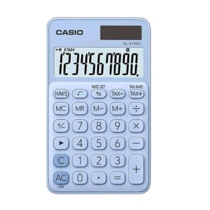 CASIO SL-310UC-LB-WEC CALCOLATRICE DA TAVOLO COMPATTA 10 CIFRE ALIMENTAZIONE SOLARE/BATTERIA AZZURRO