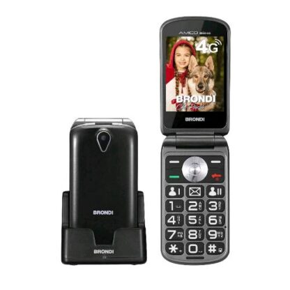 BRONDI AMICO MIO 4G DUAL SIM 2.8" CLAMSHELL TASTO SOS TASTI RAPIDI M1-M2 FLIP ATTIVO ITALIA BLACK