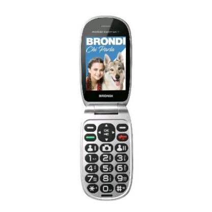 BRONDI AMICO COMFORT DUAL SIM 2.8" FOTOCAMERA TASTI GRANDI TASTO SOS TORCIA ITALIA NERO METAL SILVER