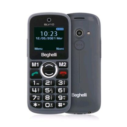 BEGHELLI SALVALAVITA SENIOR PHONE SLV10 DUAL SIM 1.7" TASTO SOS CHIAMATA RAPIDA TASTI GRANDI VOLUME ALTO FOTOCAMERA TORCIA RADIA ITALIA GREY