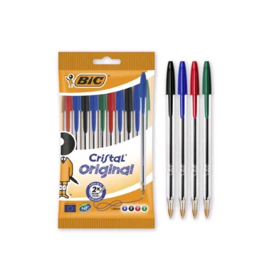 BIC CRISTAL PENNA A SFERA TRATTO 1 mm INCHIOSTRO COLORI ASSORTITI CONF 10 Pz.