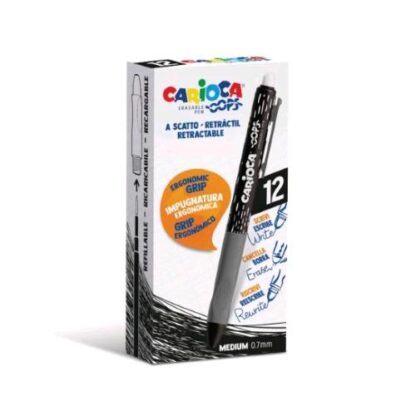 CARIOCA OOPS PENNA A SFERA A SCATTO CANCELLABILE TRATTO 0.7 mm INCHIOSTRO NERO CONF 12 Pz.