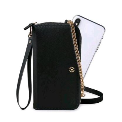 CELLY VENERE CUSTODIA POCHETTE UNIVERSALE IN SIMILPELLE EFFETTO SAFFIANO CON CHIUSURA A ZIP black