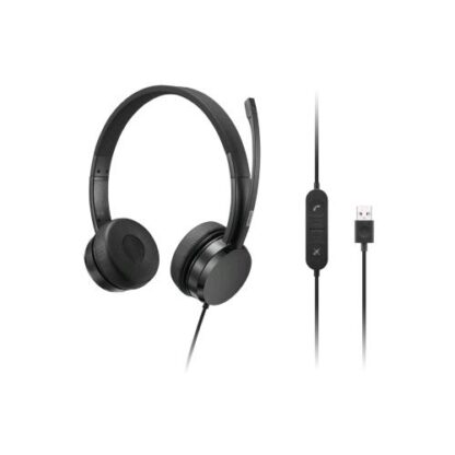 LENOVO CUFFIE CON MICROFONO ON-EAR STEREO USB-A CON CONTROLLO VOLUME BLACK