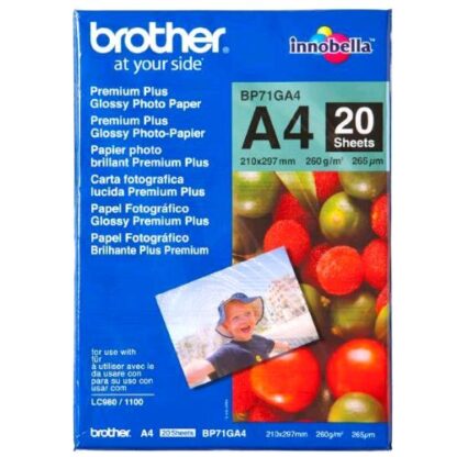 BROTHER BP71GA4 CONF 20 FOGLI CARTA FOTOGRAFICA FORMATO A4 260GR/M2 BIANCO LUCIDO